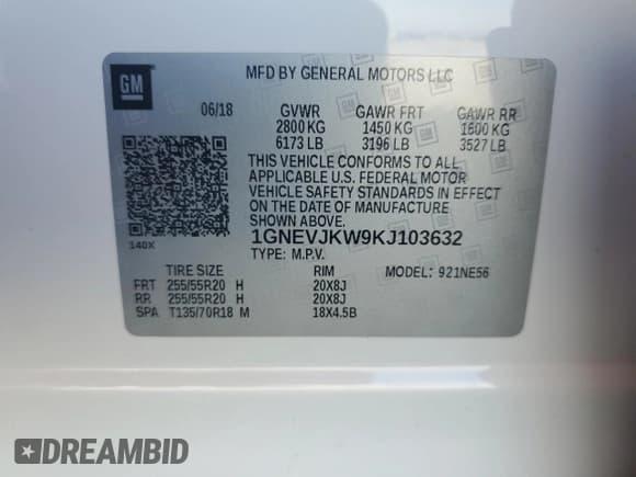 ✅ 2019 Chevrolet Traverse High Country • VIN: 1GNEVJKW9KJ103632 • Lot: 80302025. Listed on Copart with 66,958 mi. Free auction sales archive from the USA and detailed vehicle history report at DreamBid. Image 14.