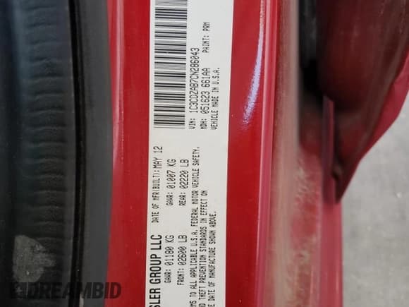 ✅ 2012 Dodge Avenger SE • VIN: 1C3CDZAB7CN286043 • Лот: 59978074. Опубликован ранее на Copart с пробегом 156 727 миль. Бесплатный доступ к архиву аукционных продаж из США и подробный отчёт об истории автомобиля на DreamBid. Изображение 12.