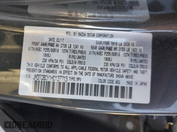 ✅ 2017 Mazda CX-9 Touring • VIN: JM3TCBCY1H0137713 • Лот: 92389415. Опубликован ранее на Copart с пробегом 145 346 миль. Бесплатный доступ к архиву аукционных продаж из США и подробный отчёт об истории автомобиля на DreamBid. Изображение 14.