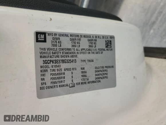 2011 Chevrolet Silverado 1500 LT with VIN 3GCPKSE37BG325413, listed as a Copart auction lot 63520545 with 264,592 mi miles and Salvage title. Bid and sale history available at DreamBid. Image 13.