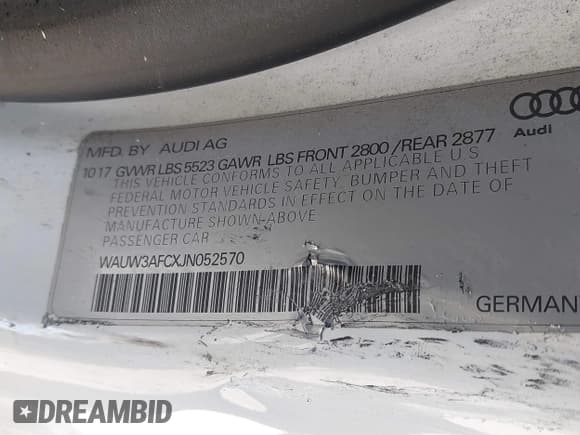 ✅ 2018 Audi A7 Premium Plus • VIN: WAUW3AFCXJN052570 • Лот: 41990238. Опубликован ранее на IAAI с пробегом 53 810 миль. Бесплатный доступ к архиву аукционных продаж из США и подробный отчёт об истории автомобиля на DreamBid. Изображение 9.