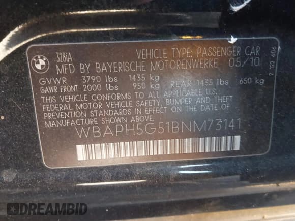 ✅ 2011 BMW 3 Series 328i • VIN: WBAPH5G51BNM73141 • Lot: 43497823. Wystawiony na IAAI z przebiegiem 158 496 mil. Bezpłatny archiwum sprzedaży aukcyjnych z USA i szczegółowy raport historii pojazdu na DreamBid. Zdjęcie 9.