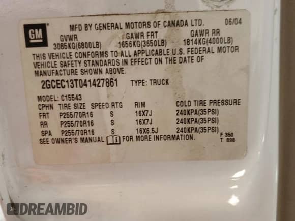 ✅ 2004 Chevrolet Silverado 1500 LS • VIN: 2GCEC13T041427861 • Лот: 62784795. Опубликован ранее на Copart с пробегом 242 072 миль. Бесплатный доступ к архиву аукционных продаж из США и подробный отчёт об истории автомобиля на DreamBid. Изображение 12.