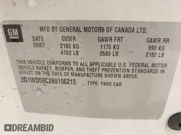 2008 Chevrolet Impala SS с VIN 2G1WD58C289106213, выставлен на аукционе IAAI как лот 43456217 с пробегом 147 671 миль миль и . История ставок и продаж доступна на DreamBid. Изображение 9.