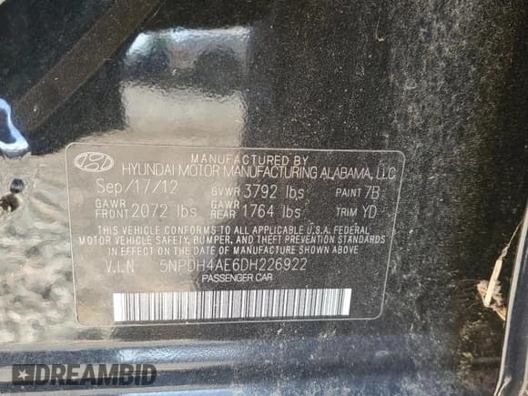 ✅ 2013 Hyundai Elantra GLS • VIN: 5NPDH4AE6DH226922 • Лот: 66487585. Опубликован ранее на Copart с пробегом 84 696 миль. Бесплатный доступ к архиву аукционных продаж из США и подробный отчёт об истории автомобиля на DreamBid. Изображение 12.