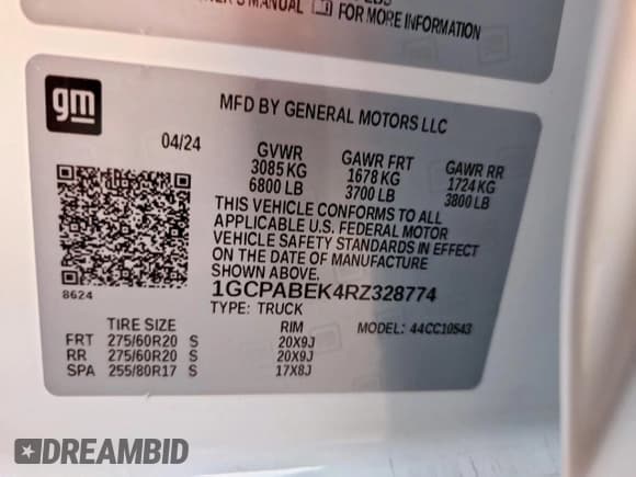 ✅ 2024 Chevrolet Silverado 1500 Custom • VIN: 1GCPABEK4RZ328774 • Lot: 85371205. Wystawiony na Copart z przebiegiem 35 364 mil. Bezpłatny archiwum sprzedaży aukcyjnych z USA i szczegółowy raport historii pojazdu na DreamBid. Zdjęcie 12.