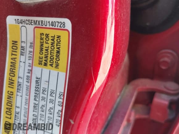 ✅ 2011 Buick Lucerne CXL • VIN: 1G4HC5EMXBU140728 • Lot: 43357586. Wystawiony na IAAI z przebiegiem Nie podano. Bezpłatny archiwum sprzedaży aukcyjnych z USA i szczegółowy raport historii pojazdu na DreamBid. Zdjęcie 9.