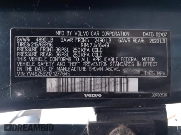 ✅ 2007 Volvo XC70 • VIN: YV4SZ592171277645 • Лот: 43785823. Опубликован ранее на IAAI с пробегом 189 602 миль. Бесплатный доступ к архиву аукционных продаж из США и подробный отчёт об истории автомобиля на DreamBid. Изображение 9.
