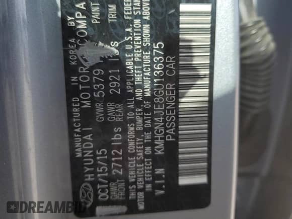 2016 Hyundai Genesis 3.8L z VIN KMHGN4JE8GU136375, wystawiony jako Copart lot #78386484 z przebiegiem 125 878 mil mil oraz Szkoda całkowita • Salvage title. Historia ofert i sprzedaży dostępna na DreamBid. Obrazek 14.