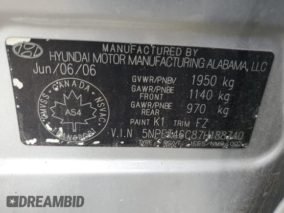 ✅ 2007 Hyundai Sonata GLS • VIN: 5NPET46C87H188740 • Лот: 73234404. Опубликован ранее на Copart с пробегом 132 750 миль. Бесплатный доступ к архиву аукционных продаж из США и подробный отчёт об истории автомобиля на DreamBid. Изображение 12.