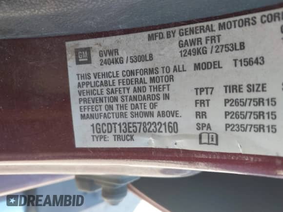 2007 Chevrolet Colorado 2LT с VIN 1GCDT13E578232160, выставлен на аукционе IAAI как лот 43594070 с пробегом 209 336 миль миль и . История ставок и продаж доступна на DreamBid. Изображение 9.