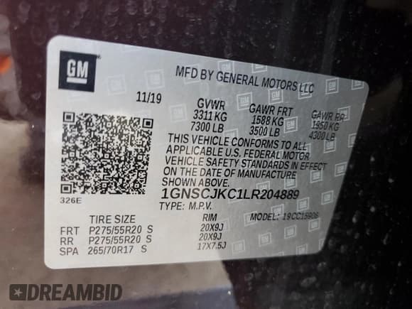 ✅ 2020 Chevrolet Suburban Premier • VIN: 1GNSCJKC1LR204889 • Lot: 74912994. Wystawiony na Copart z przebiegiem 48 046 mil. Bezpłatny archiwum sprzedaży aukcyjnych z USA i szczegółowy raport historii pojazdu na DreamBid. Zdjęcie 14.