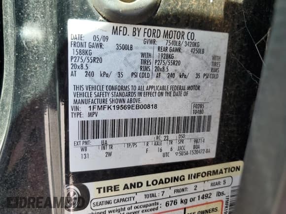 ✅ 2009 Ford Expedition Max Limited • VIN: 1FMFK19569EB00818 • Lot: 76417664. Listed on Copart with 261,464 mi. Free auction sales archive from the USA and detailed vehicle history report at DreamBid. Image 13.