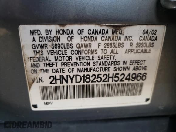 ✅ 2002 Acura MDX • VIN: 2HNYD18252H524966 • Лот: 49620575. Опубликован ранее на Copart с пробегом 208 829 миль. Бесплатный доступ к архиву аукционных продаж из США и подробный отчёт об истории автомобиля на DreamBid. Изображение 14.