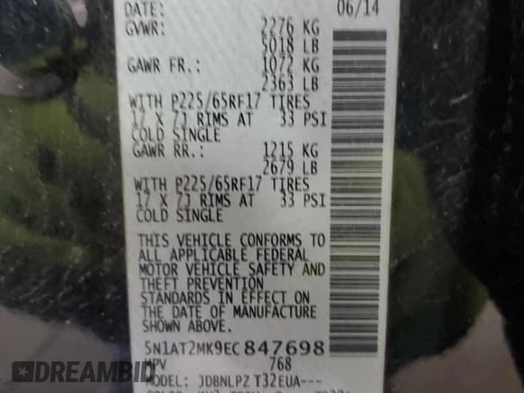 ✅ 2014 Nissan Rogue SV • VIN: 5N1AT2MK9EC847698 • Lot: 91607445. Listed on Copart with 174,660 mi. Free auction sales archive from the USA and detailed vehicle history report at DreamBid. Image 13.