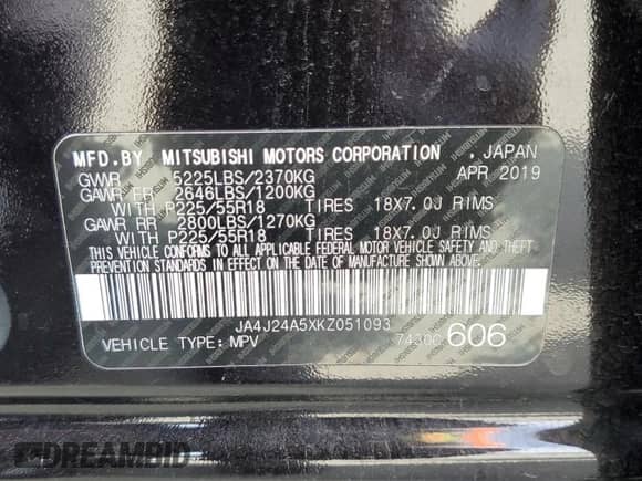 2019 Mitsubishi Outlander SEL с VIN JA4J24A5XKZ051093, выставлен на аукционе Copart как лот 53166205 с пробегом 68 494 миль миль и Списание • Salvage title. История ставок и продаж доступна на DreamBid. Изображение 13.
