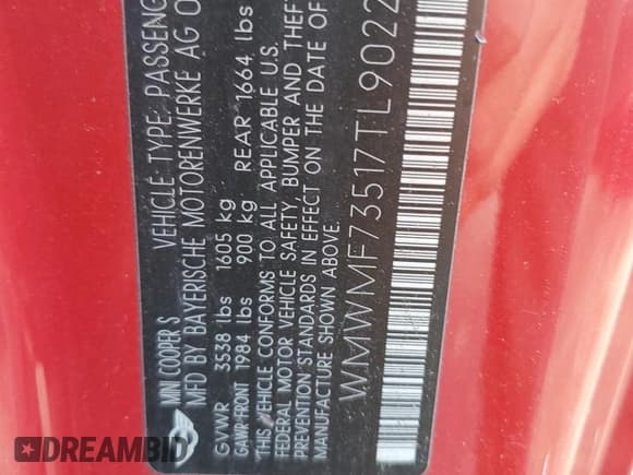 ✅ 2007 MINI Hardtop S • VIN: WMWMF73517TL90225 • Lot: 81262165. Listed on Copart with 98,263 mi. Free auction sales archive from the USA and detailed vehicle history report at DreamBid. Image 12.