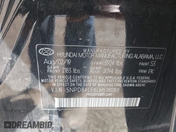 ✅ 2020 Hyundai Elantra Value Edition • VIN: 5NPD84LF8LH518088 • Lot: 43401885. Listed on IAAI with 89,460 mi. Free auction sales archive from the USA and detailed vehicle history report at DreamBid. Image 9.