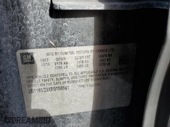 ✅ 2015 Chevrolet Impala LTZ • VIN: 2G1165S3XF9156691 • Лот: 75028824. Опубликован ранее на Copart с пробегом 131 592 миль. Бесплатный доступ к архиву аукционных продаж из США и подробный отчёт об истории автомобиля на DreamBid. Изображение 13.