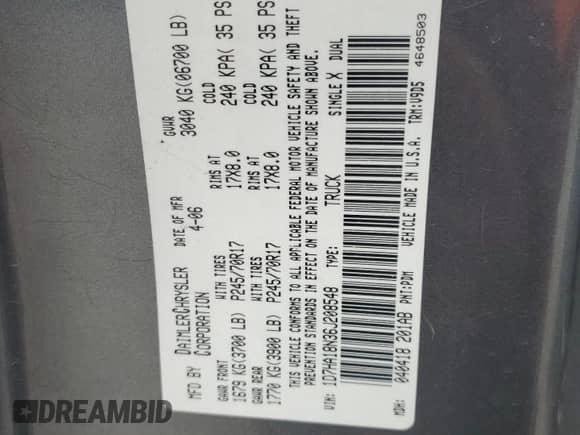 2006 Dodge 1500 ST с VIN 1D7HA18N36J208548, выставлен на аукционе Copart как лот 42701305 с пробегом 264 470 миль миль и Списание • Salvage title. История ставок и продаж доступна на DreamBid. Изображение 14.