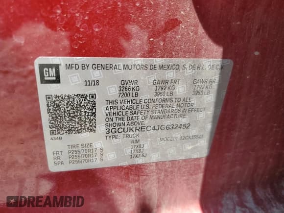 ✅ 2018 Chevrolet Silverado 1500 LT • VIN: 3GCUKREC4JG632452 • Лот: 62134474. Опубликован ранее на Copart с пробегом 58 783 миль. Бесплатный доступ к архиву аукционных продаж из США и подробный отчёт об истории автомобиля на DreamBid. Изображение 14.