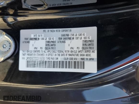 ✅ 2016 Mazda MX-5 Miata Grand Touring • VIN: JM1NDAD72G0115751 • Lot: 64492763. Wystawiony na Copart z przebiegiem 19 934 mil. Bezpłatny archiwum sprzedaży aukcyjnych z USA i szczegółowy raport historii pojazdu na DreamBid. Zdjęcie 15.
