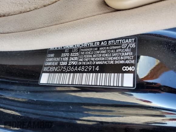 ✅ 2006 Mercedes-Benz S 500 • VIN: WDBNG75J36A482914 • Lot: 92614125. Wystawiony na Copart z przebiegiem Nie podano. Bezpłatny archiwum sprzedaży aukcyjnych z USA i szczegółowy raport historii pojazdu na DreamBid. Zdjęcie 12.