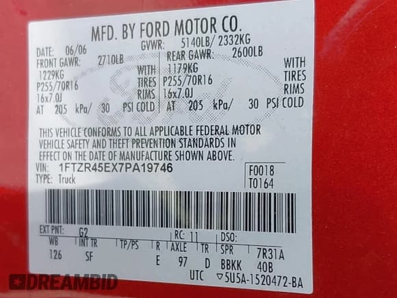 ✅ 2007 Ford Ranger XLT • VIN: 1FTZR45EX7PA19746 • Лот: 41951107. Опубликован ранее на IAAI с пробегом 271 541 миль. Бесплатный доступ к архиву аукционных продаж из США и подробный отчёт об истории автомобиля на DreamBid. Изображение 9.