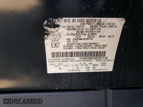 ✅ 2013 Ford Police Interceptor • VIN: 1FAHP2MK5DG205158 • Lot: 67174215. Listed on Copart with 297,649 mi. Free auction sales archive from the USA and detailed vehicle history report at DreamBid. Image 13.