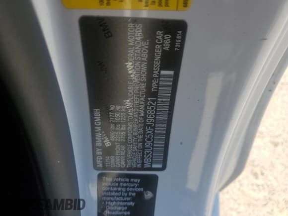 ✅ 2015 BMW M4 • VIN: WBS3U9C5XFJ968521 • Lot: 54443905. Listed on Copart with 118,457 mi. Free auction sales archive from the USA and detailed vehicle history report at DreamBid. Image 12.