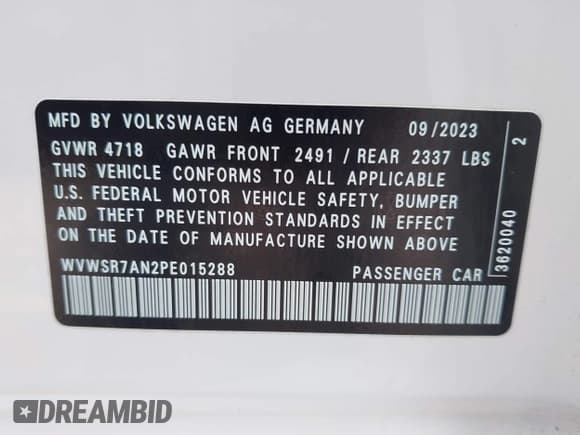 ✅ 2023 Volkswagen Arteon SEL R-Line • VIN: WVWSR7AN2PE015288 • Лот: 42731619. Опубликован ранее на IAAI с пробегом 14 107 миль. Бесплатный доступ к архиву аукционных продаж из США и подробный отчёт об истории автомобиля на DreamBid. Изображение 9.