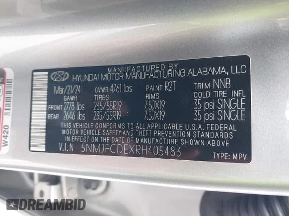 ✅ 2024 Hyundai Tucson SEL • VIN: 5NMJFCDEXRH405483 • Lot: 43110886. Listed on IAAI with 15,234 mi. Free auction sales archive from the USA and detailed vehicle history report at DreamBid. Image 9.