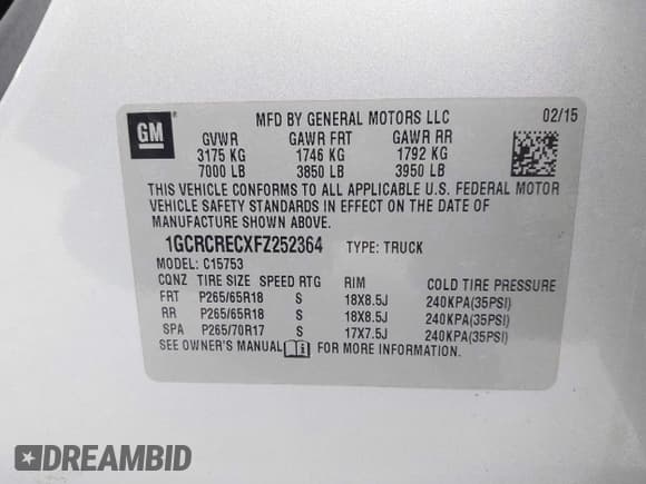 ✅ 2015 Chevrolet Silverado 1500 LT • VIN: 1GCRCRECXFZ252364 • Лот: 43646990. Опубликован ранее на IAAI с пробегом 211 113 миль. Бесплатный доступ к архиву аукционных продаж из США и подробный отчёт об истории автомобиля на DreamBid. Изображение 9.