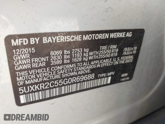 ✅ 2016 BMW X5 sDrive35i • VIN: 5UXKR2C55G0R69688 • Лот: 43138018. Опубликован ранее на IAAI с пробегом 123 803 миль. Бесплатный доступ к архиву аукционных продаж из США и подробный отчёт об истории автомобиля на DreamBid. Изображение 9.