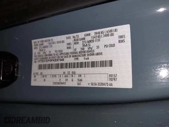 ✅ 2023 Ford F-150 XL • VIN: 1FTEX1EP5PKE87546 • Lot: 41952121. Listed on IAAI with 2,784 mi. Free auction sales archive from the USA and detailed vehicle history report at DreamBid. Image 9.