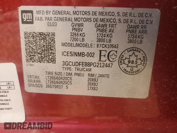 ✅ 2023 Chevrolet Silverado 1500 LT Trail Boss • VIN: 3GCUDFE88PG212447 • Lot: 52558855. Wystawiony na Copart z przebiegiem 65 932 mil. Bezpłatny archiwum sprzedaży aukcyjnych z USA i szczegółowy raport historii pojazdu na DreamBid. Zdjęcie 12.
