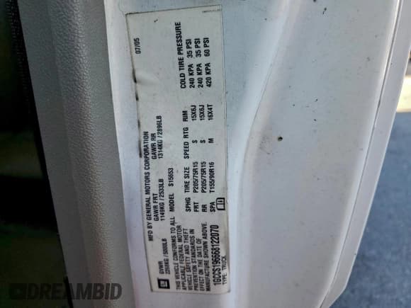 ✅ 2006 Chevrolet Colorado Work Truck • VIN: 1GCCS196668122070 • Lot: 94236015. Listed on Copart with 199,351 mi. Free auction sales archive from the USA and detailed vehicle history report at DreamBid. Image 12.