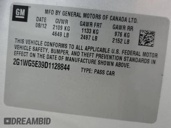 2013 Chevrolet Impala LT с VIN 2G1WG5E39D1128844, выставлен на аукционе Copart как лот 90438625 с пробегом 72 986 миль миль и Списание • Salvage title. История ставок и продаж доступна на DreamBid. Изображение 12.