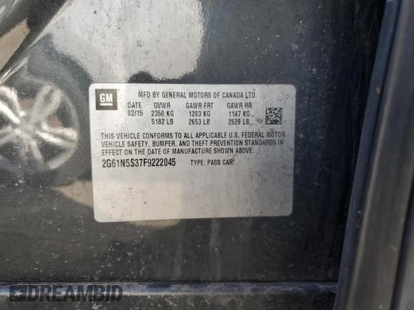 ✅ 2015 Cadillac XTS Luxury • VIN: 2G61N5S37F9222045 • Lot: 47309535. Listed on Copart with 111,359 mi. Free auction sales archive from the USA and detailed vehicle history report at DreamBid. Image 12.