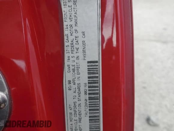 ✅ 2001 Audi TT • VIN: TRUTC28N011002168 • Лот: 50413085. Опубликован ранее на Copart с пробегом 91 334 миль. Бесплатный доступ к архиву аукционных продаж из США и подробный отчёт об истории автомобиля на DreamBid. Изображение 12.