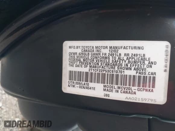 ✅ 2003 Toyota Solara SE • VIN: 2T1CF22P53C610701 • Lot: 41558864. Listed on IAAI with 67,821 mi. Free auction sales archive from the USA and detailed vehicle history report at DreamBid. Image 9.