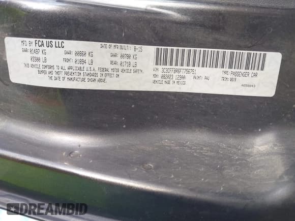 ✅ 2015 FIAT 500 Sport • VIN: 3C3CFFBR6FT756751 • Лот: 43273401. Опубликован ранее на IAAI с пробегом 98 021 миль. Бесплатный доступ к архиву аукционных продаж из США и подробный отчёт об истории автомобиля на DreamBid. Изображение 9.