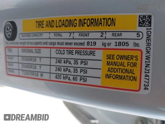 ✅ 2022 Chevrolet Traverse LT Cloth • VIN: 1GNERGKW1NJ147734 • Lot: 42729954. Listed on IAAI with 62,786 mi. Free auction sales archive from the USA and detailed vehicle history report at DreamBid. Image 9.
