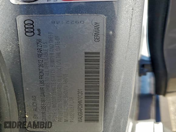 ✅ 2017 Audi A6 Premium Plus • VIN: WAUG8AFC6HN101201 • Lot: 90879925. Listed on Copart with 70,029 mi. Free auction sales archive from the USA and detailed vehicle history report at DreamBid. Image 13.