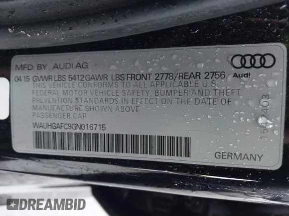 ✅ 2016 Audi A6 Prestige • VIN: WAUHGAFC9GN016715 • Lot: 41624521. Listed on IAAI with 139,402 mi. Free auction sales archive from the USA and detailed vehicle history report at DreamBid. Image 9.