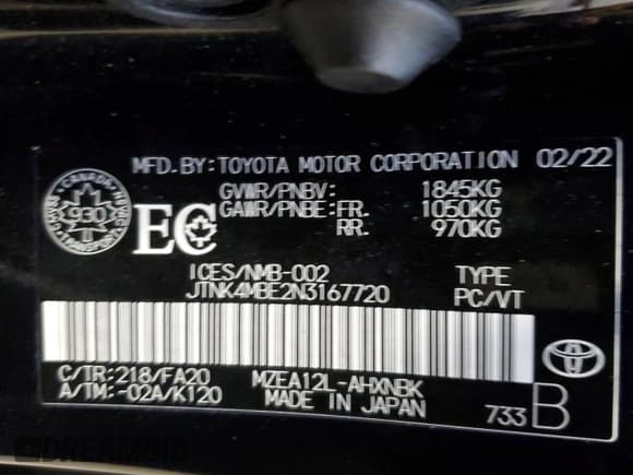 ✅ 2022 Toyota Corolla • VIN: JTNK4MBE2N3167720 • Lot: 90892095. Wystawiony na Copart z przebiegiem 44 330 mil. Bezpłatny archiwum sprzedaży aukcyjnych z USA i szczegółowy raport historii pojazdu na DreamBid. Zdjęcie 12.