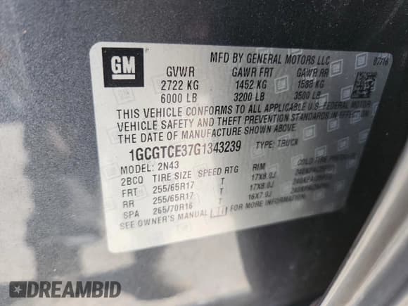 ✅ 2016 Chevrolet Colorado 4WD LT • VIN: 1GCGTCE37G1343239 • Лот: 89659345. Опубликован ранее на Copart с пробегом 122 505 миль. Бесплатный доступ к архиву аукционных продаж из США и подробный отчёт об истории автомобиля на DreamBid. Изображение 12.