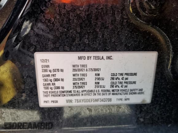 ✅ 2022 Tesla Model Y Performance • VIN: 7SAYGDEF5NF343708 • Lot: 56761015. Wystawiony na Copart z przebiegiem 93 579 mil. Bezpłatny archiwum sprzedaży aukcyjnych z USA i szczegółowy raport historii pojazdu na DreamBid. Zdjęcie 12.