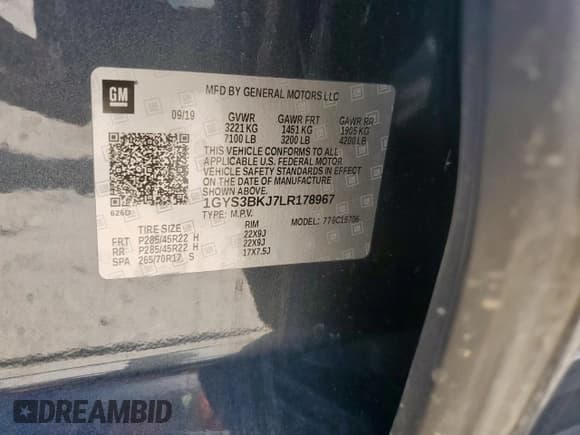 ✅ 2020 Cadillac Escalade Luxury • VIN: 1GYS3BKJ7LR178967 • Лот: 58374435. Опубликован ранее на Copart с пробегом 94 579 миль. Бесплатный доступ к архиву аукционных продаж из США и подробный отчёт об истории автомобиля на DreamBid. Изображение 13.