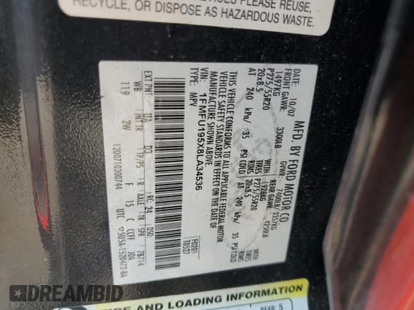 ✅ 2008 Ford Expedition Limited • VIN: 1FMFU195X8LA34536 • Lot: 65597885. Wystawiony na Copart z przebiegiem Nie podano. Bezpłatny archiwum sprzedaży aukcyjnych z USA i szczegółowy raport historii pojazdu na DreamBid. Zdjęcie 13.